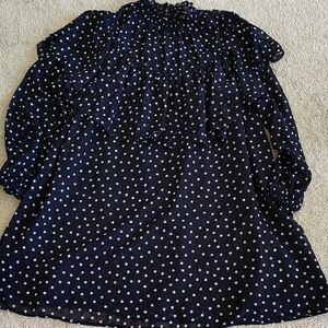 LOFT Black and White Polka Dot Blouse